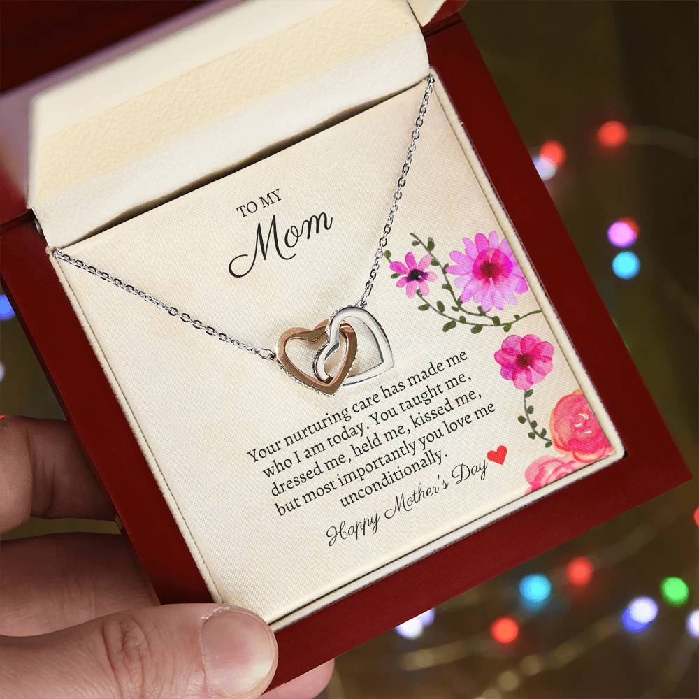 To My Mom - Unconditional Love - Necklace Interlocking Hearts Necklace