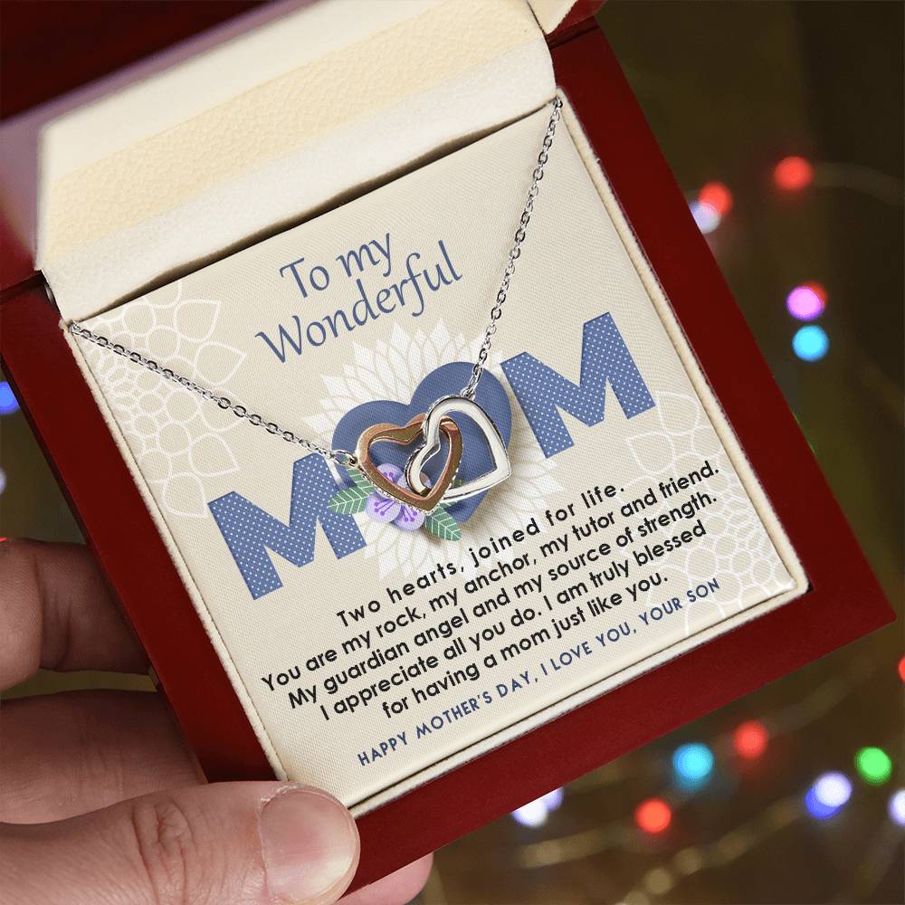 Mother And Son Interlocking Hearts Necklace - Joined For Life