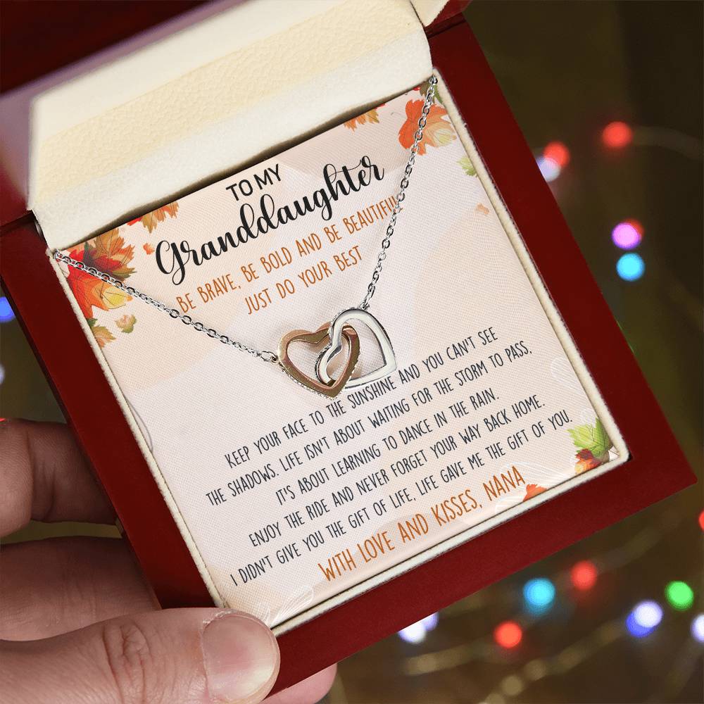To My Granddaughter Interlocking Hearts Necklace Message Card