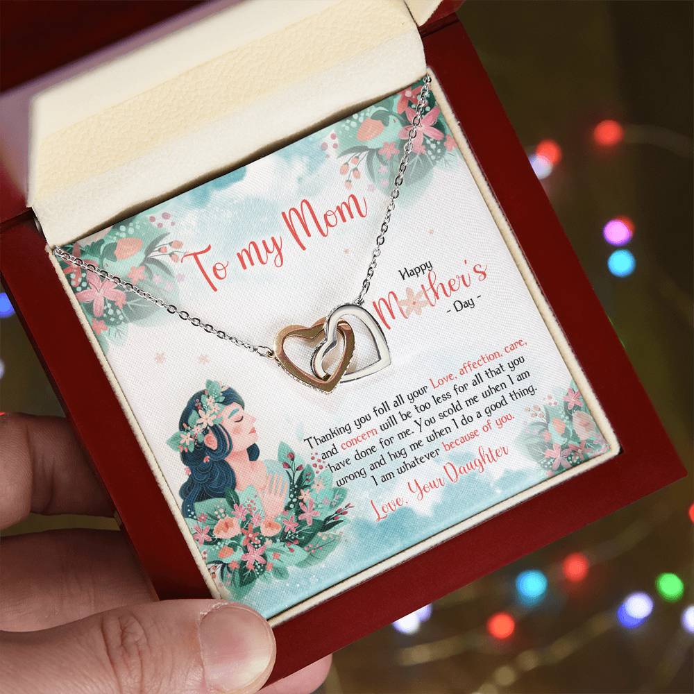 To My Mom - Happy Mother'S Day - Two Hearts Necklace Interlocking Hearts Necklace
