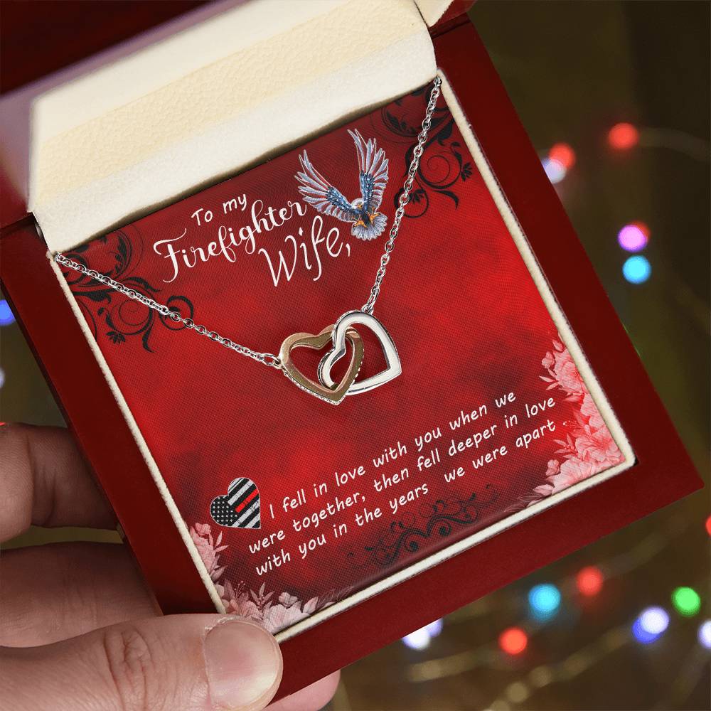 To My Firefighter Wife Necklace Interlocking Hearts Necklace