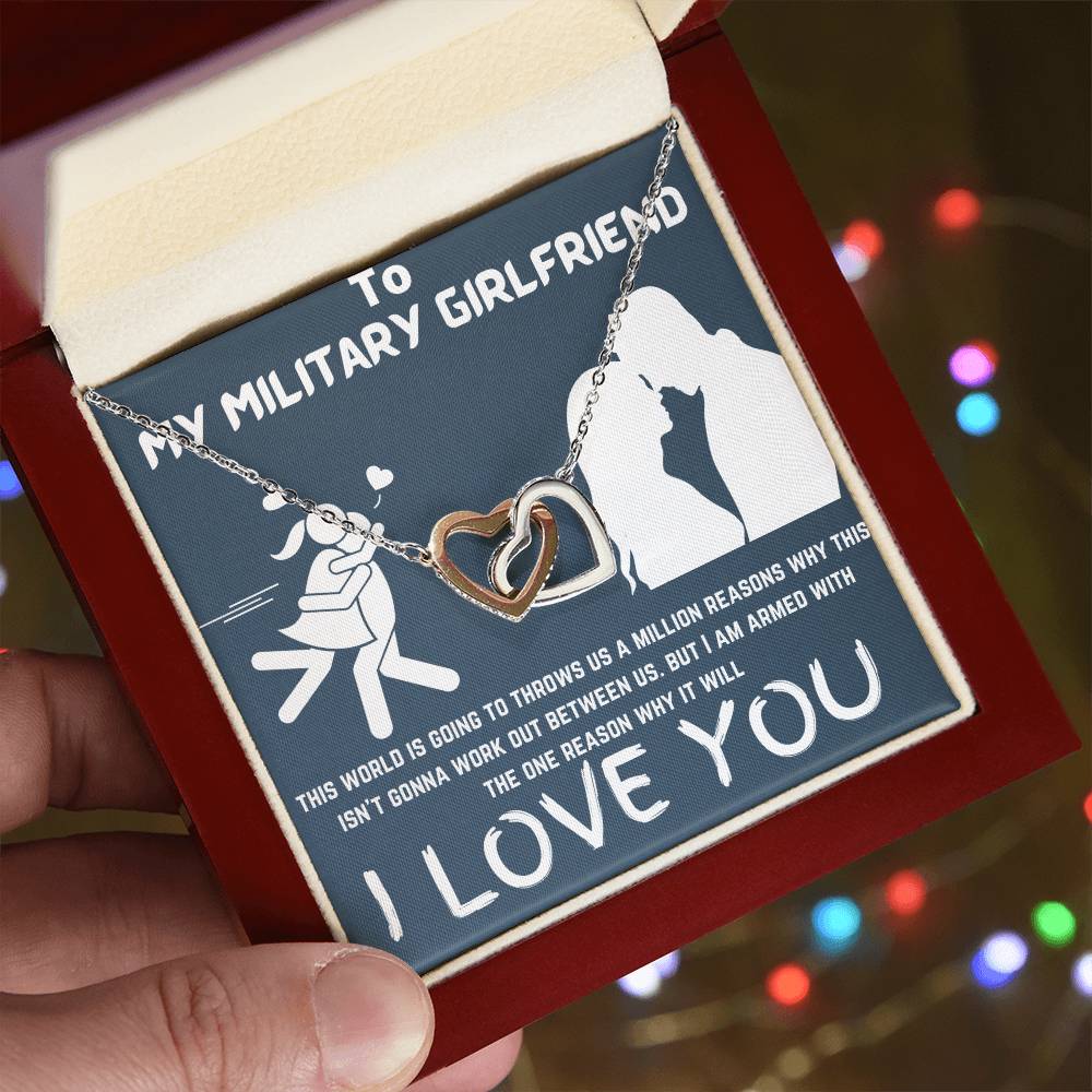 Gift For Military Girlfriend Interlocking Hearts Necklace