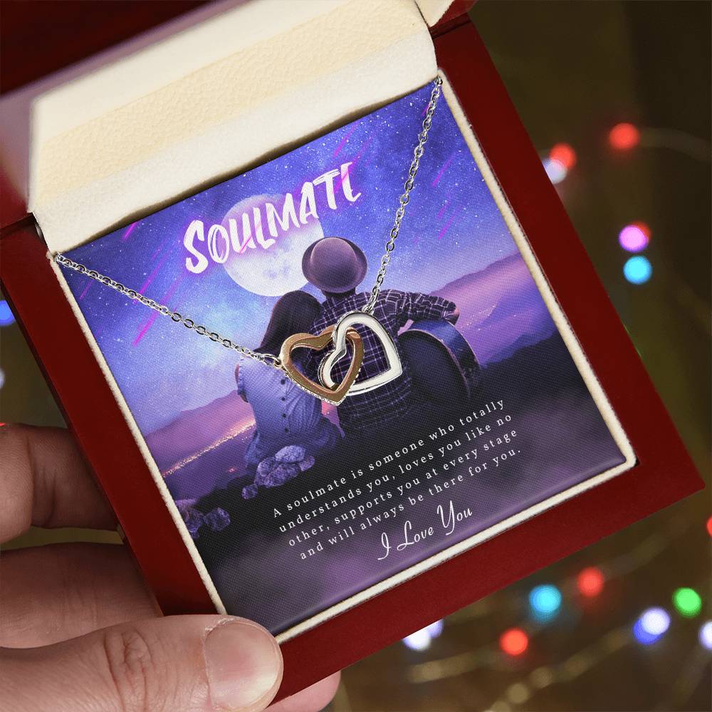 To My Soulmate - Silver Love Knot Necklace Interlocking Hearts Necklace