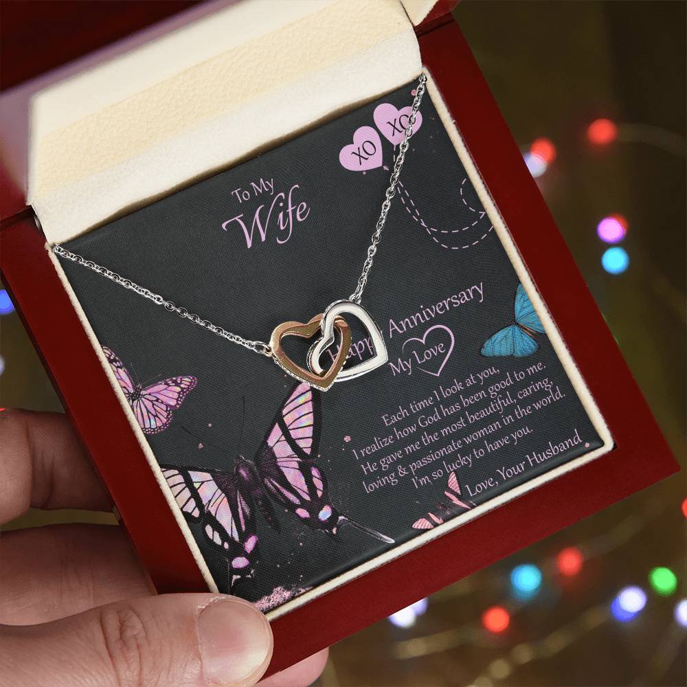 Special And Unique Gift For Wife Interlocking Hearts Necklace