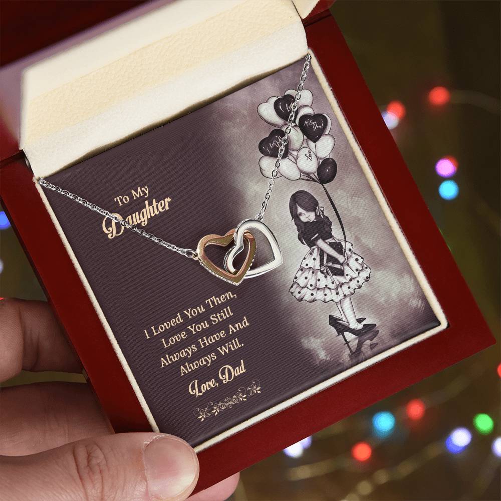 To My Daughter From Dad Interlocking Hearts Necklace
