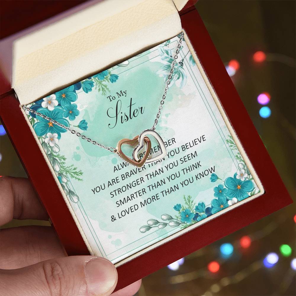To My Sister - Loved More Than You Know Interlocking Hearts Necklace