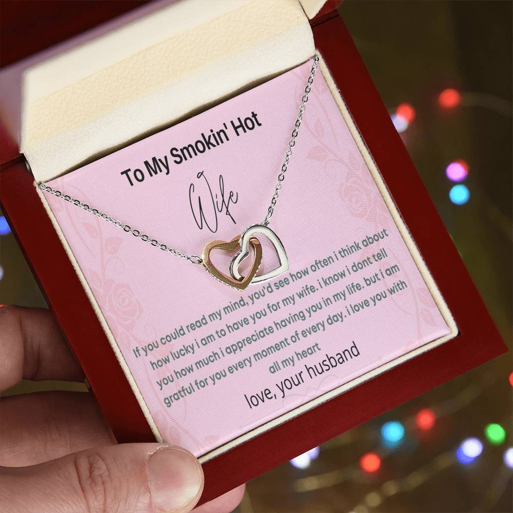 To My Hot Wife Interlocking Hearts Necklace
