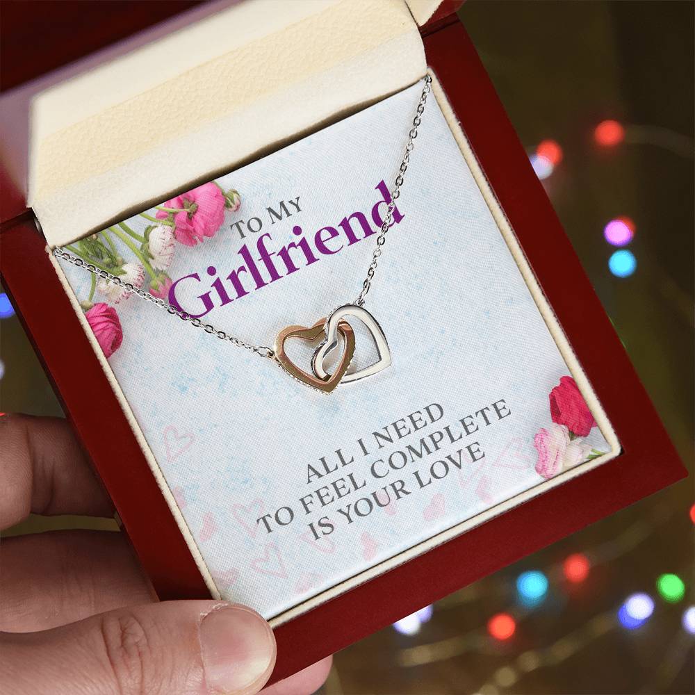 Two Hearts Necklace - All I Need Is Your Love Interlocking Hearts Necklace