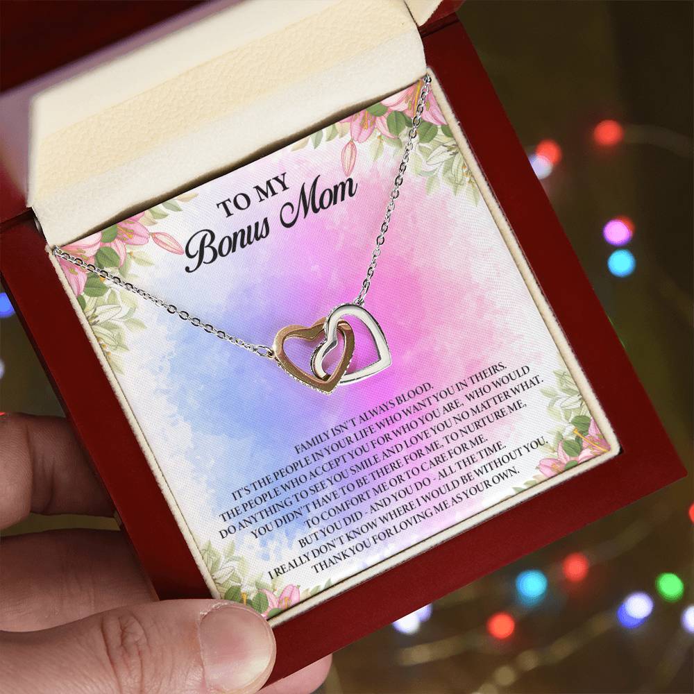 To My Bonus Mom Interlocking Hearts Necklace