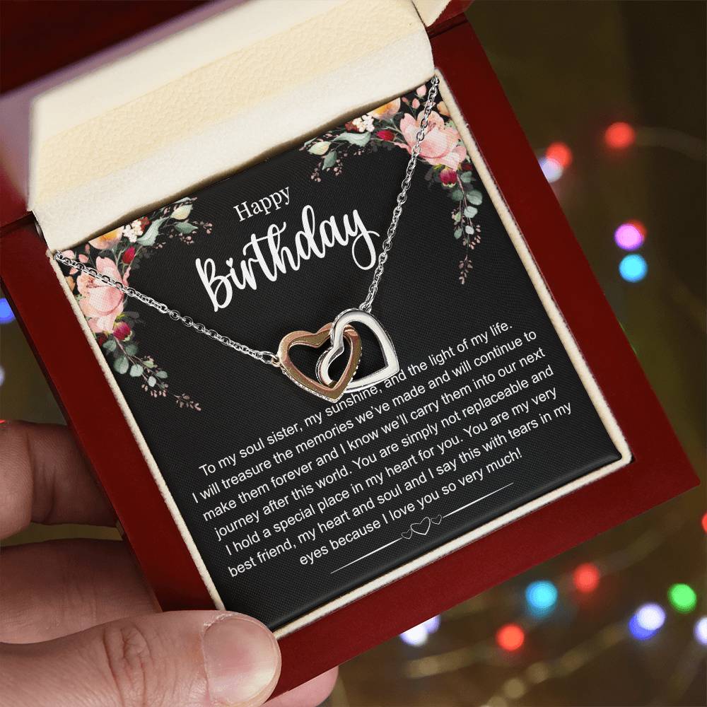 Happy Birthday To My Soul Sister Interlocking Hearts Necklace