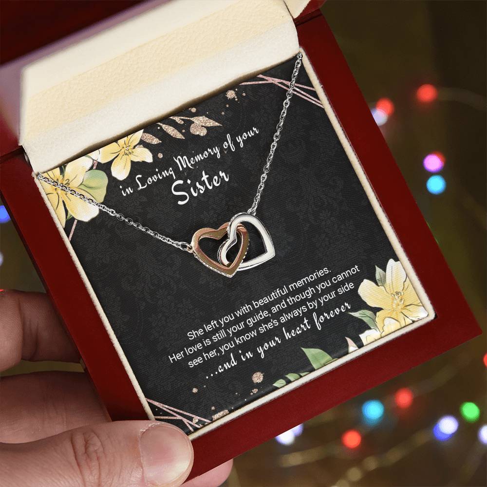 Sister Remembrance Necklace Twin Hearts Sympathy Gift For Loss Of Sister Interlocking Hearts Necklace
