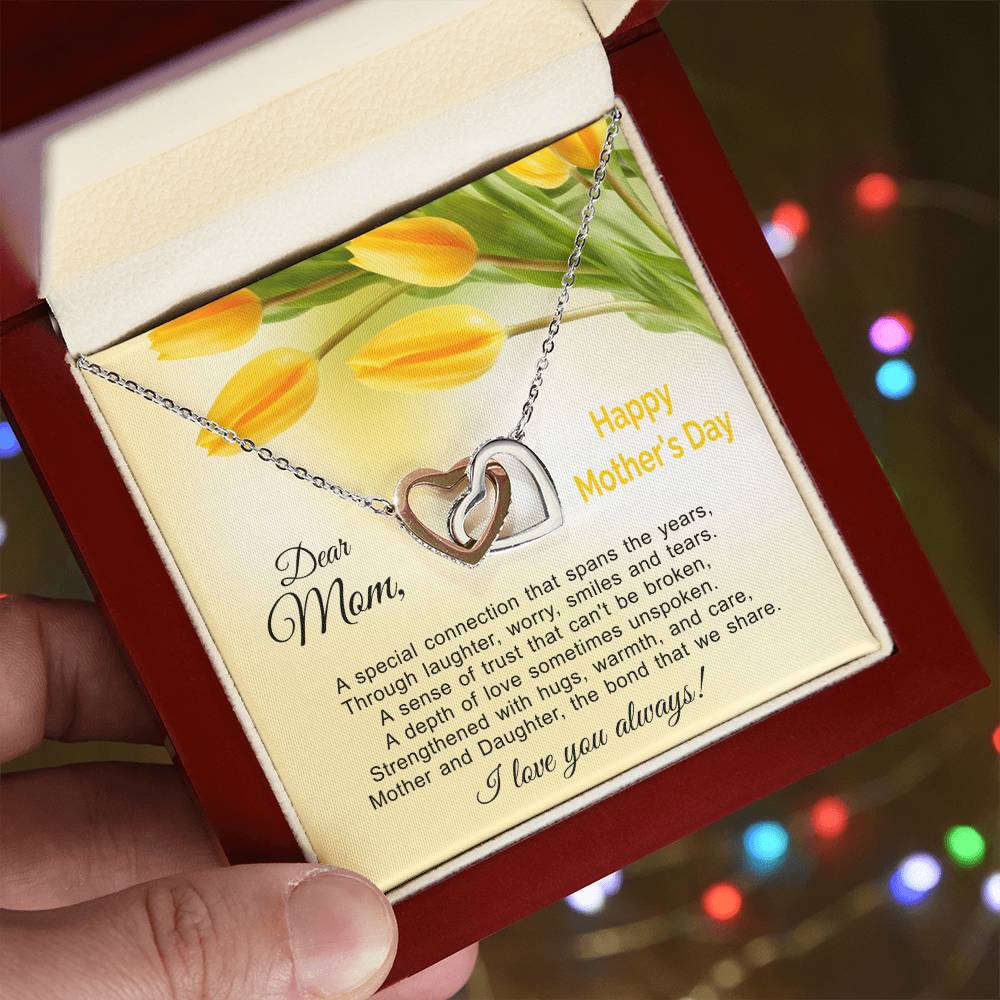 The Bond That We Share - Mother And Daughter Linked Hearts Necklace Interlocking Hearts Necklace