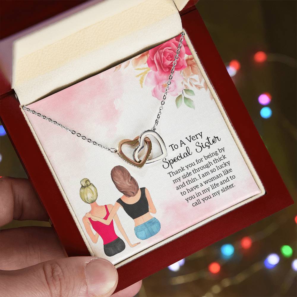 Gift For Sister - Being By My Side Necklace Interlocking Hearts Necklace