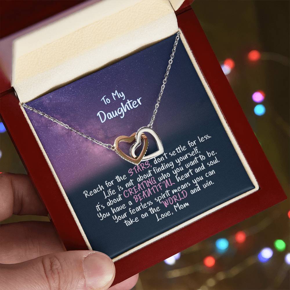 Daughter Reach For The Stars - Hearts Necklace Interlocking Hearts Necklace