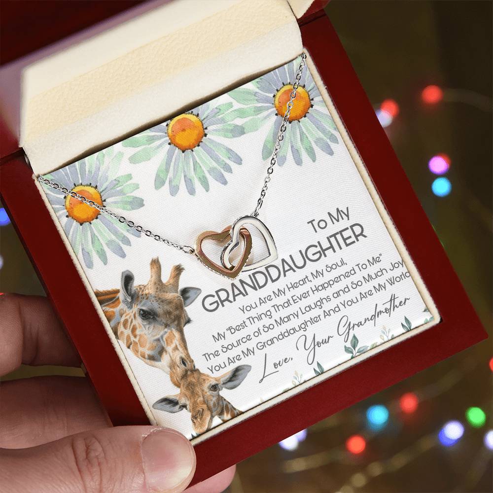 To My Granddaughter Interlocking Hearts Necklace Message Card