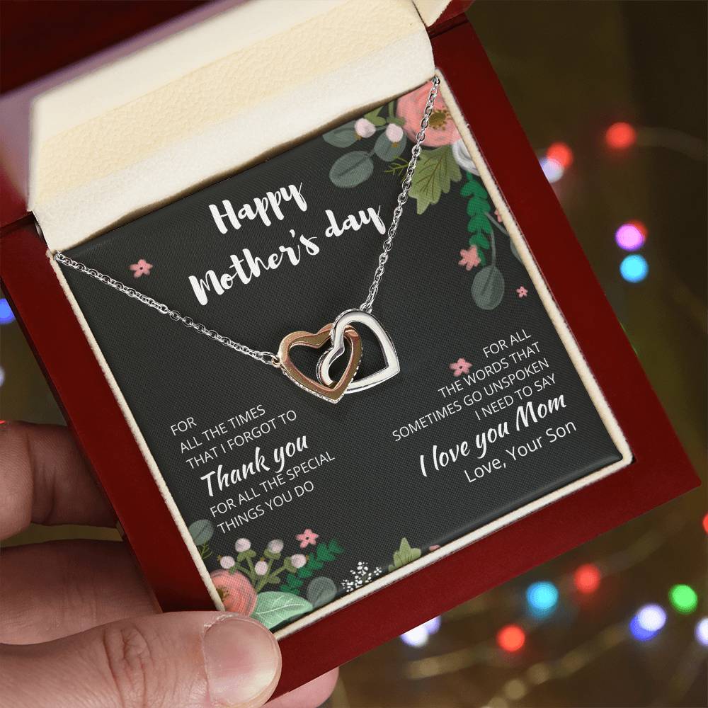 To My Mom - I Love You Forever - Necklace Interlocking Hearts Necklace
