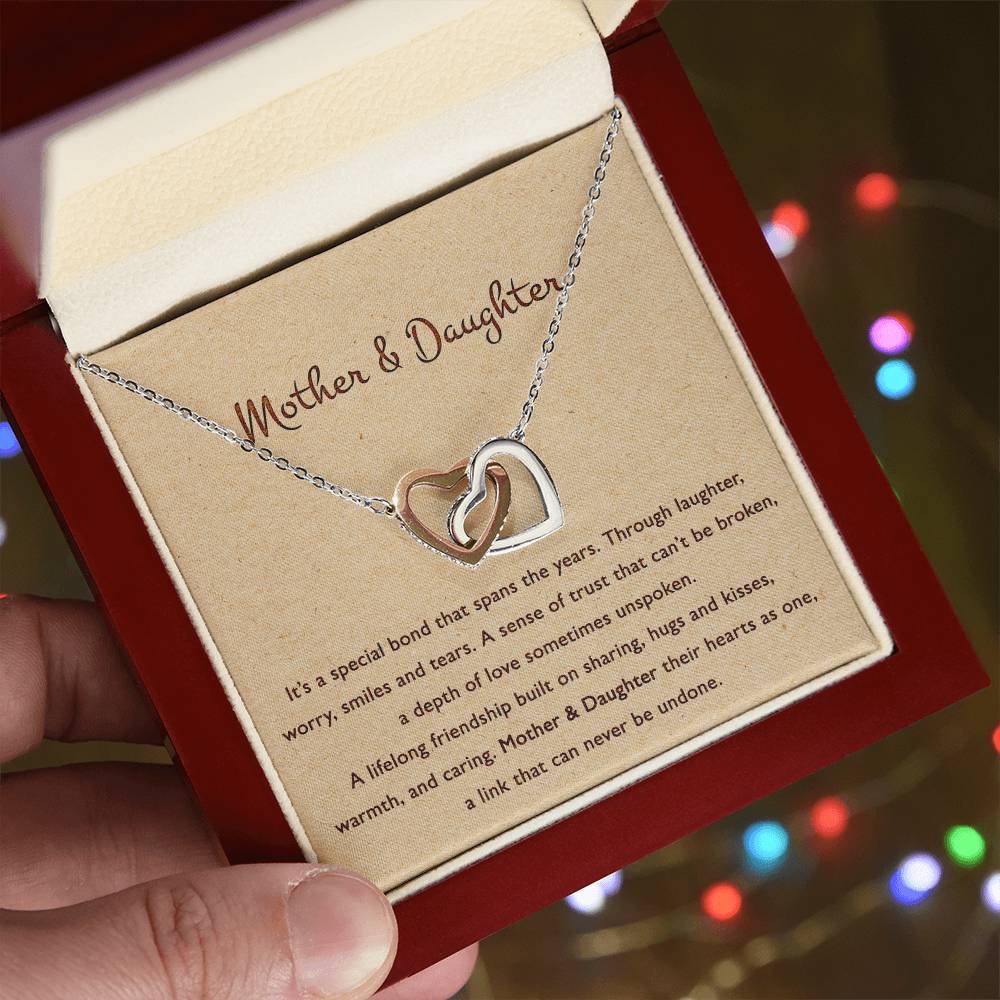 Mother & Daughter Their Hearts As One - Necklace Interlocking Hearts Necklace