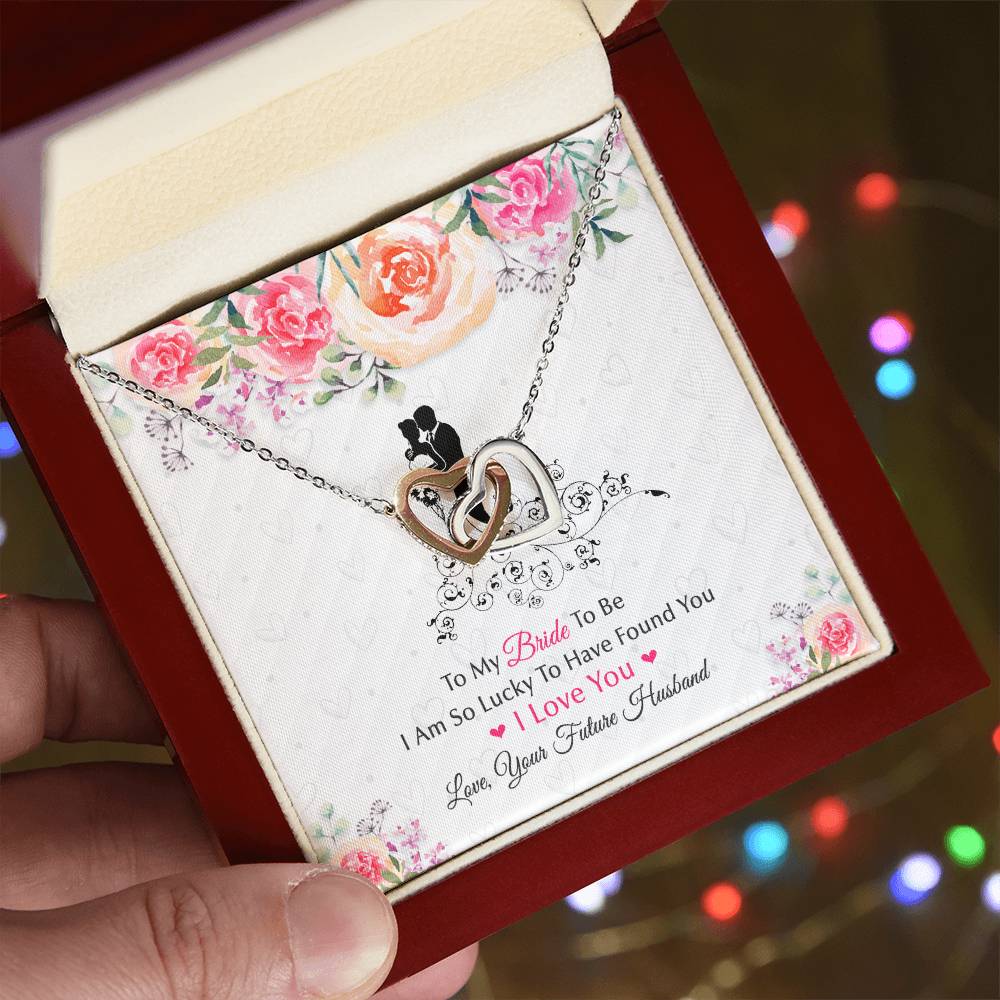 To My Bride To Be . Interlocking Hearts White Silhouette Design Interlocking Hearts Necklace