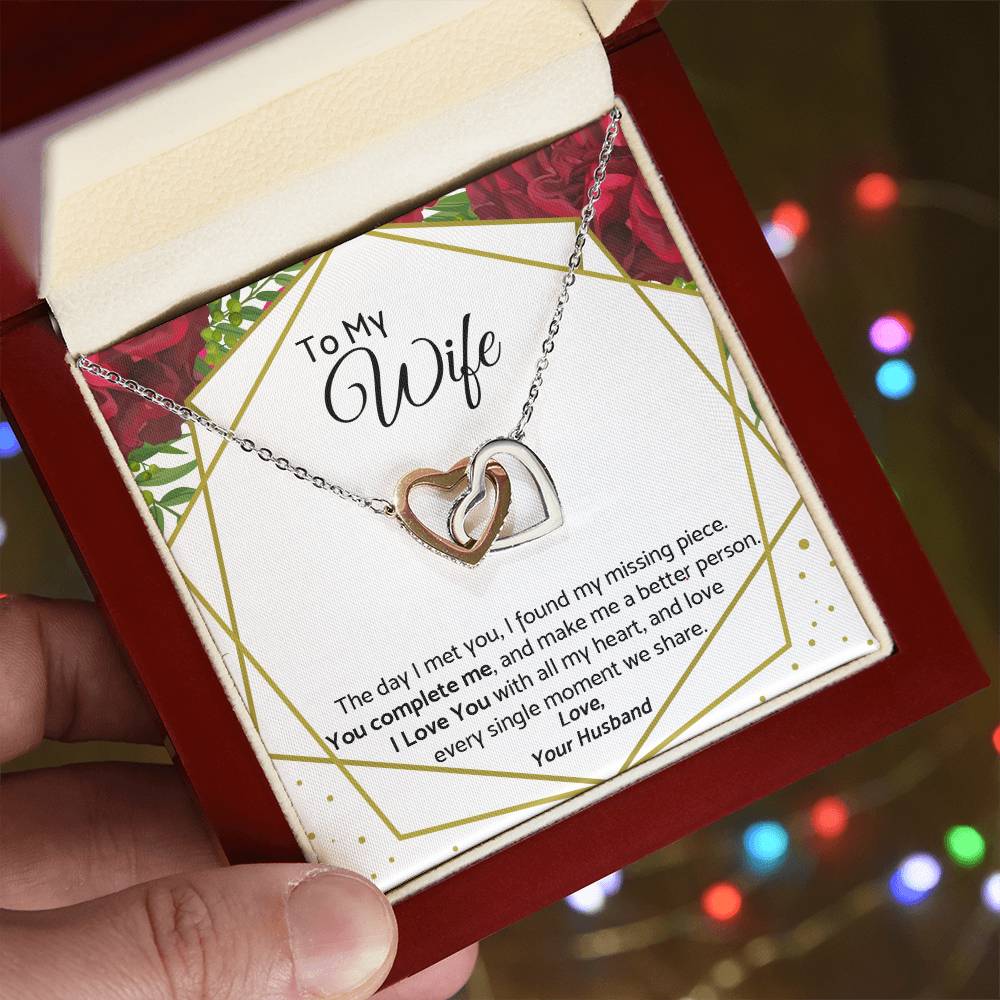 To My Wife - Premium Necklace Interlocking Hearts Necklace