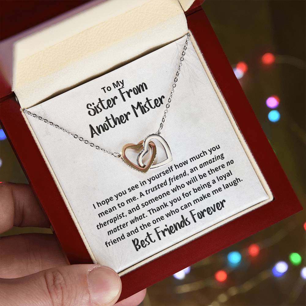 Sister From Another Mister Necklace Interlocking Hearts Necklace