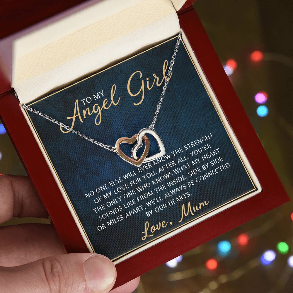 To My Daughter - Unique Heart Bonding Necklace Gift Set Interlocking Hearts Necklace