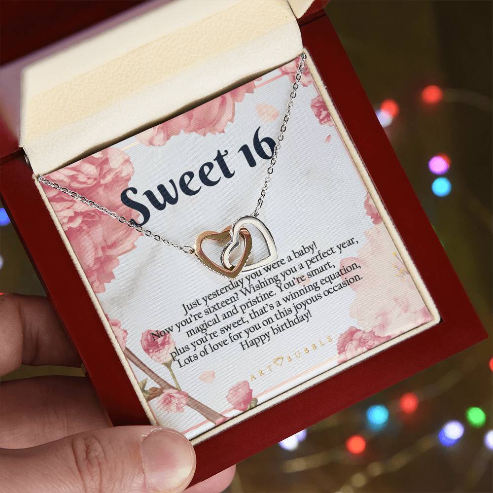Sweet 16 Gift Hearts Necklace Interlocking Hearts Necklace