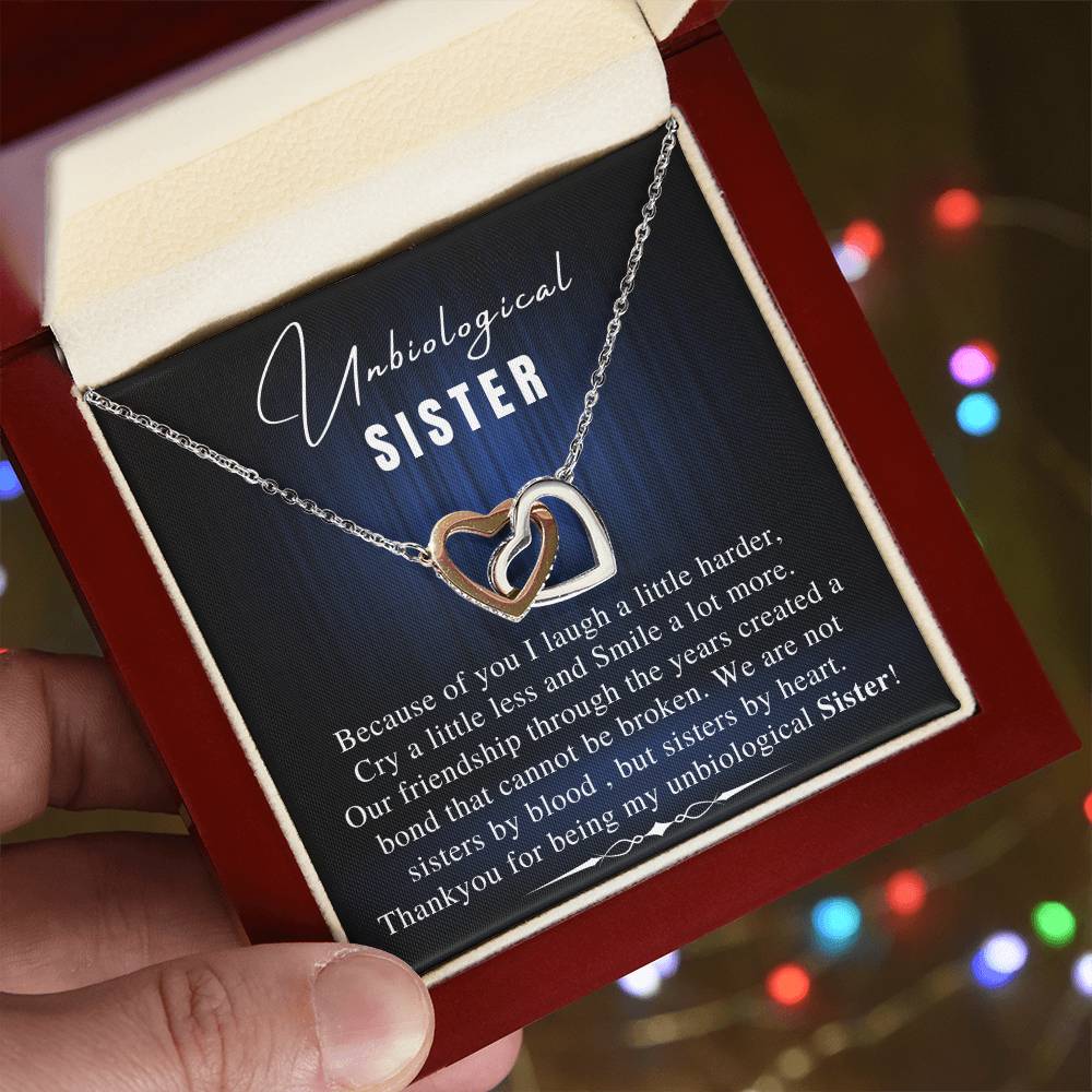 Unbiological Sister Necklace Soul Sister Sorority Sister Sister In Law Necklace Step Sister Gift Jewelry Tray Sister Necklace Interlocking Hearts Necklace