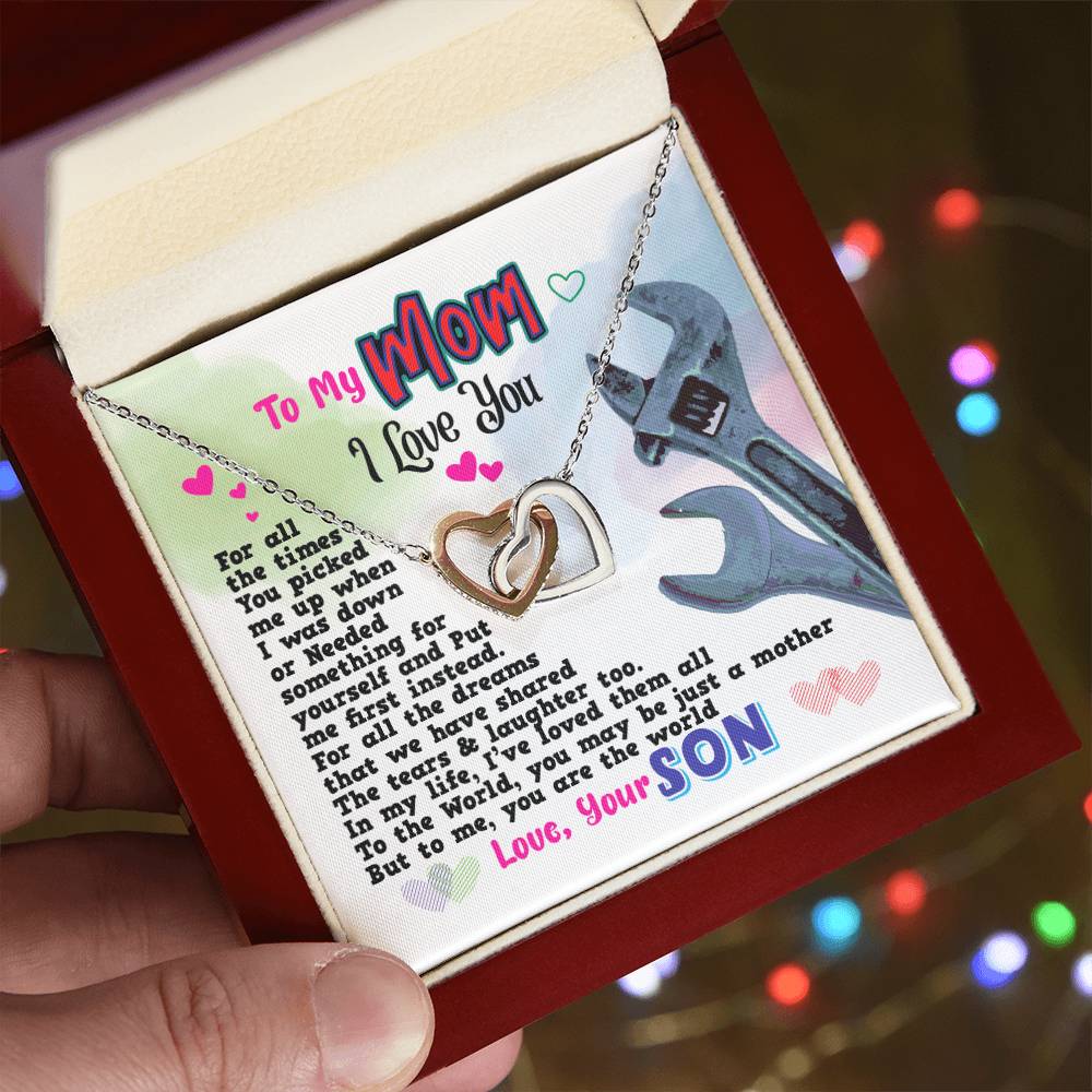 Gift For Mom- Interlocking Heart Necklace Interlocking Hearts Necklace