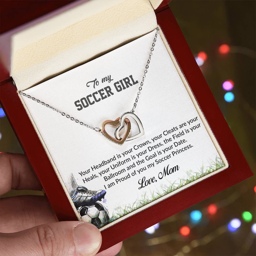 To My Soccer Girl - I Am Proud Of You Interlocking Hearts Necklace