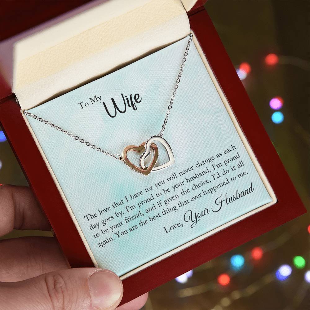 Gift For Wife - Interlocking Hearts Necklace Symbol Of Never-Ending Love