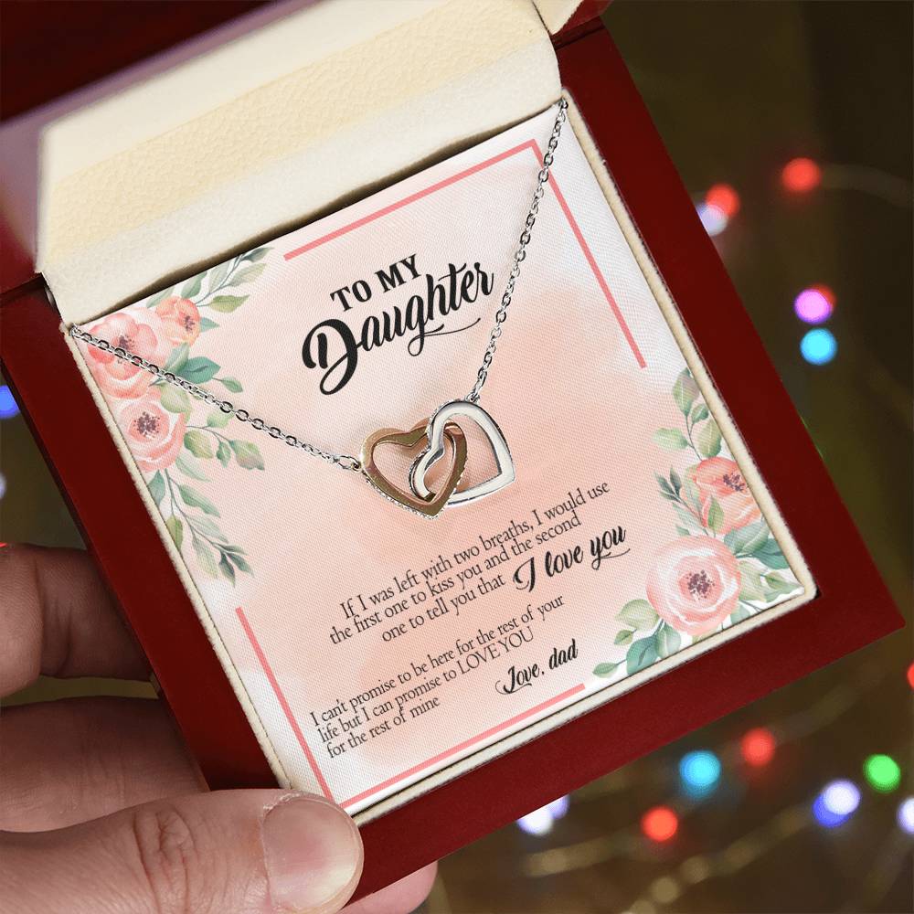 To My Daughter - I Promise To Love You For The Rest Of My Life Interlocking Hearts Necklace