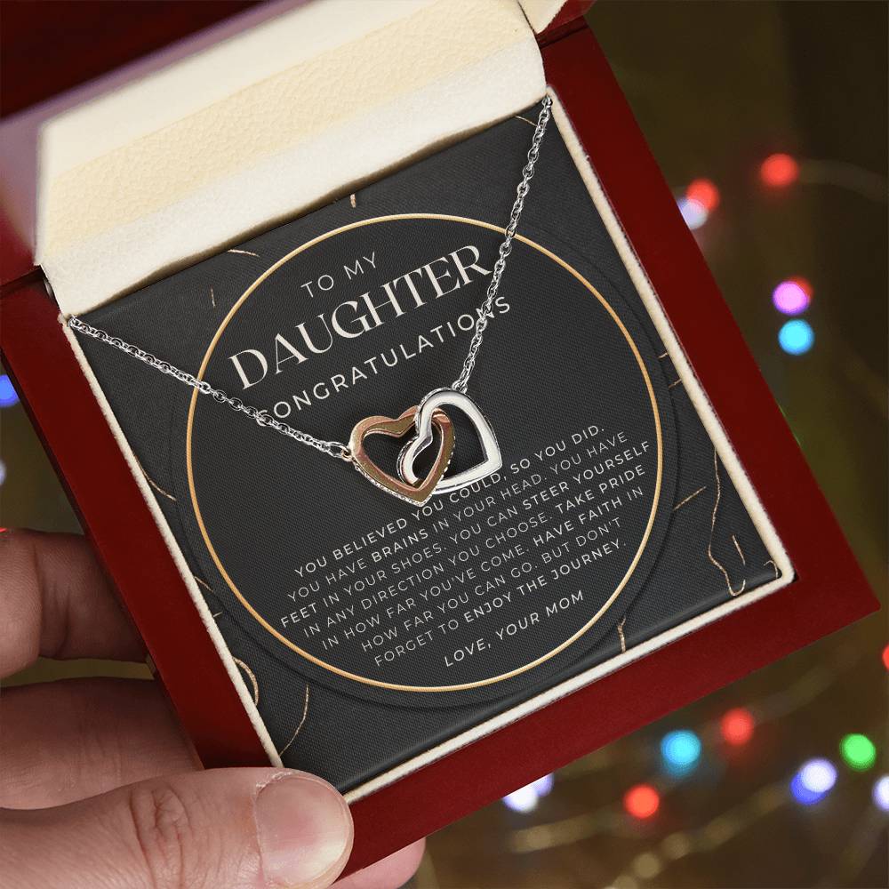 Daughter Graduation Gift Necklace For Her College Graduation Gift For Her High School Senior Graduation Class Of Interlocking Hearts Necklace
