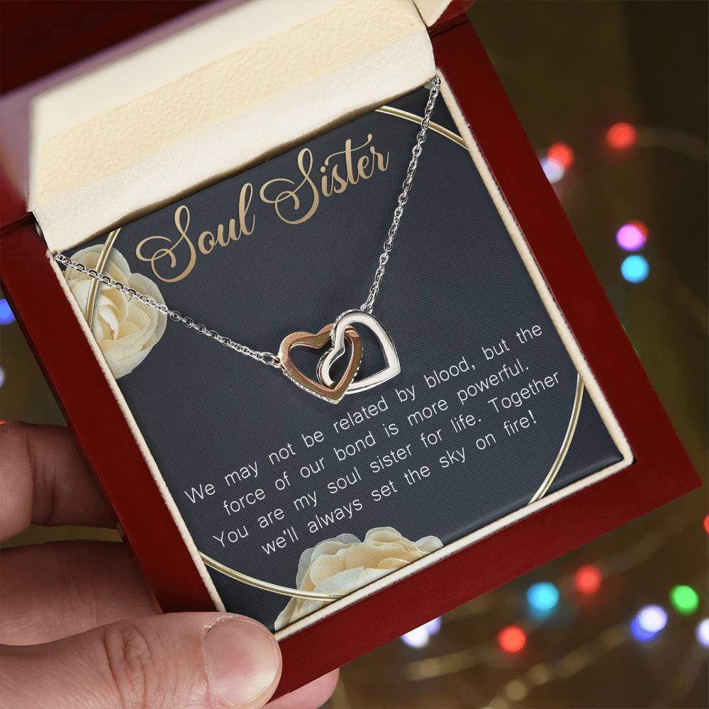 Soul Sister Interlocking Hearts Necklace Message Card