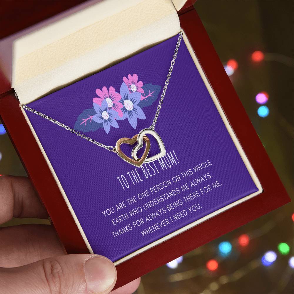 Gift For Mom From Daughter Mother Daughter Necklace Mom Gift From Daughter To My Mother Mother'S Birthday Best Mom Gift Message Card Interlocking Hearts Necklace