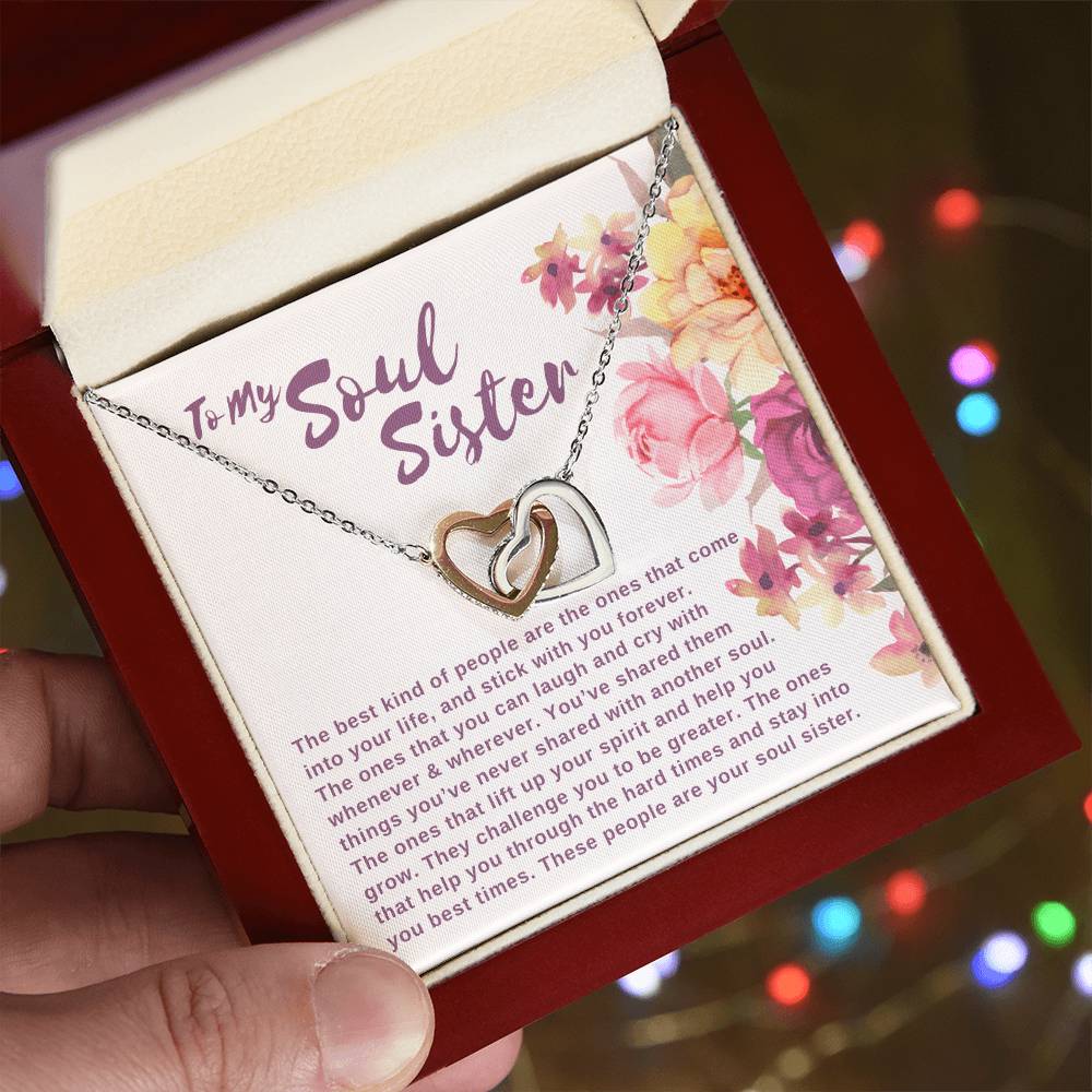 To My Soul Sister Joined Hearts Necklace Interlocking Hearts Necklace