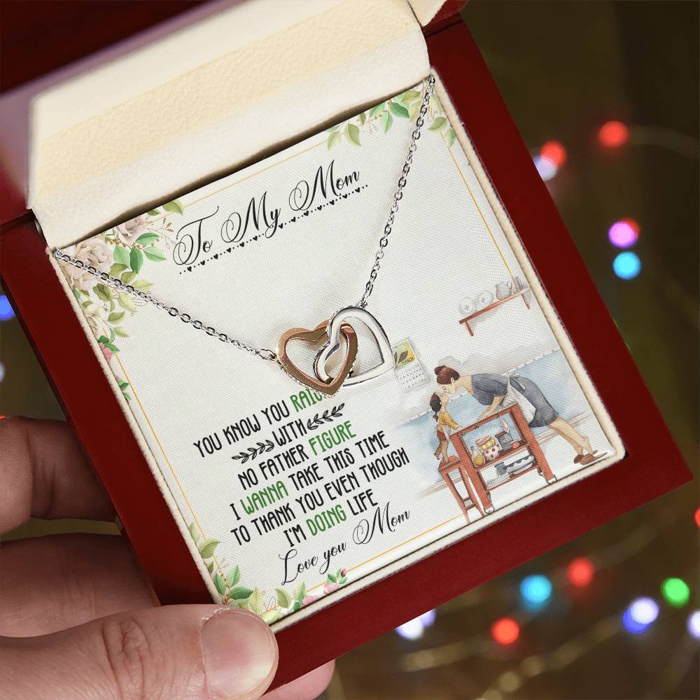 To My Mom Interlocking Hearts Necklace Message Card