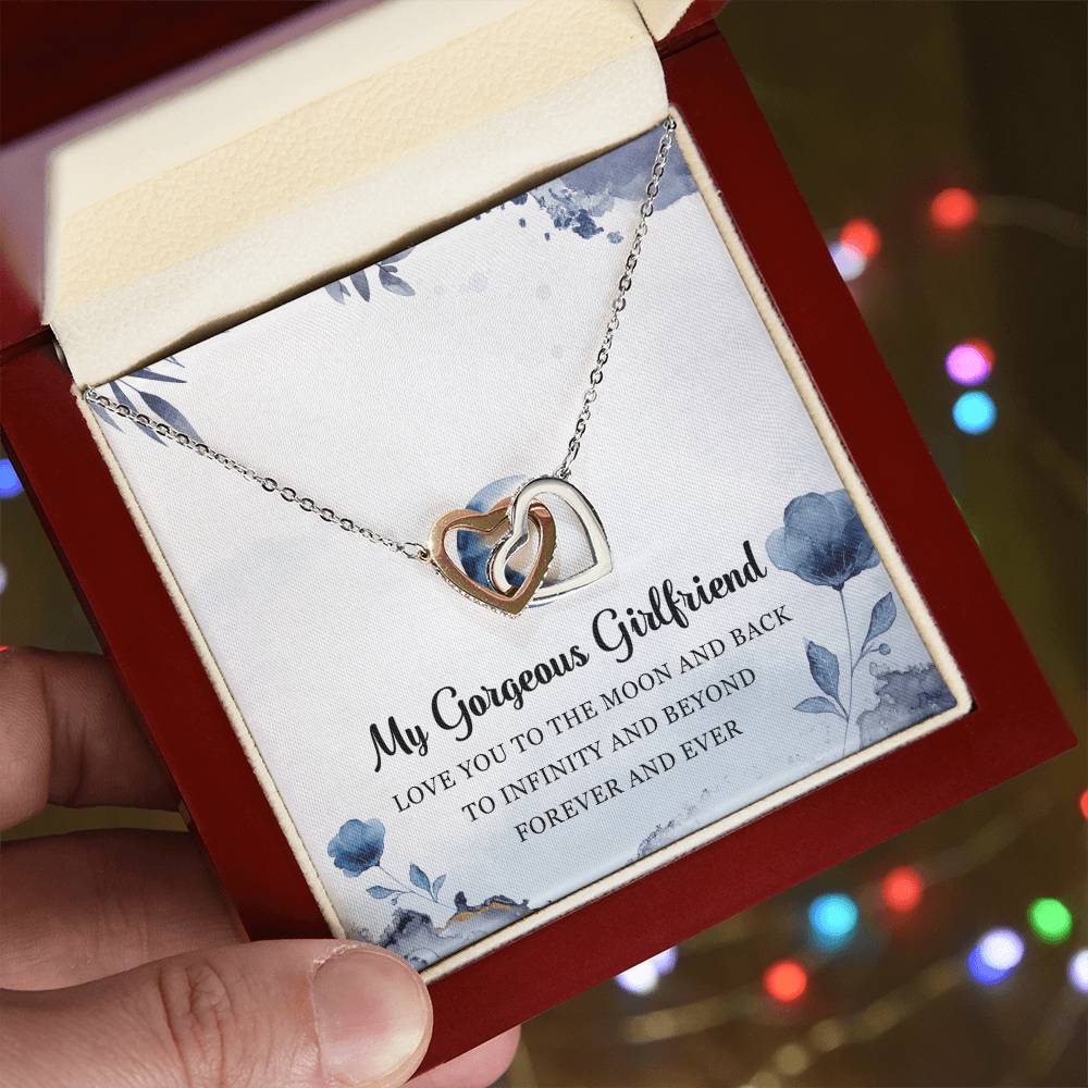 My Gorgeous Girlfriend Interlocking Hearts Necklace Message Card