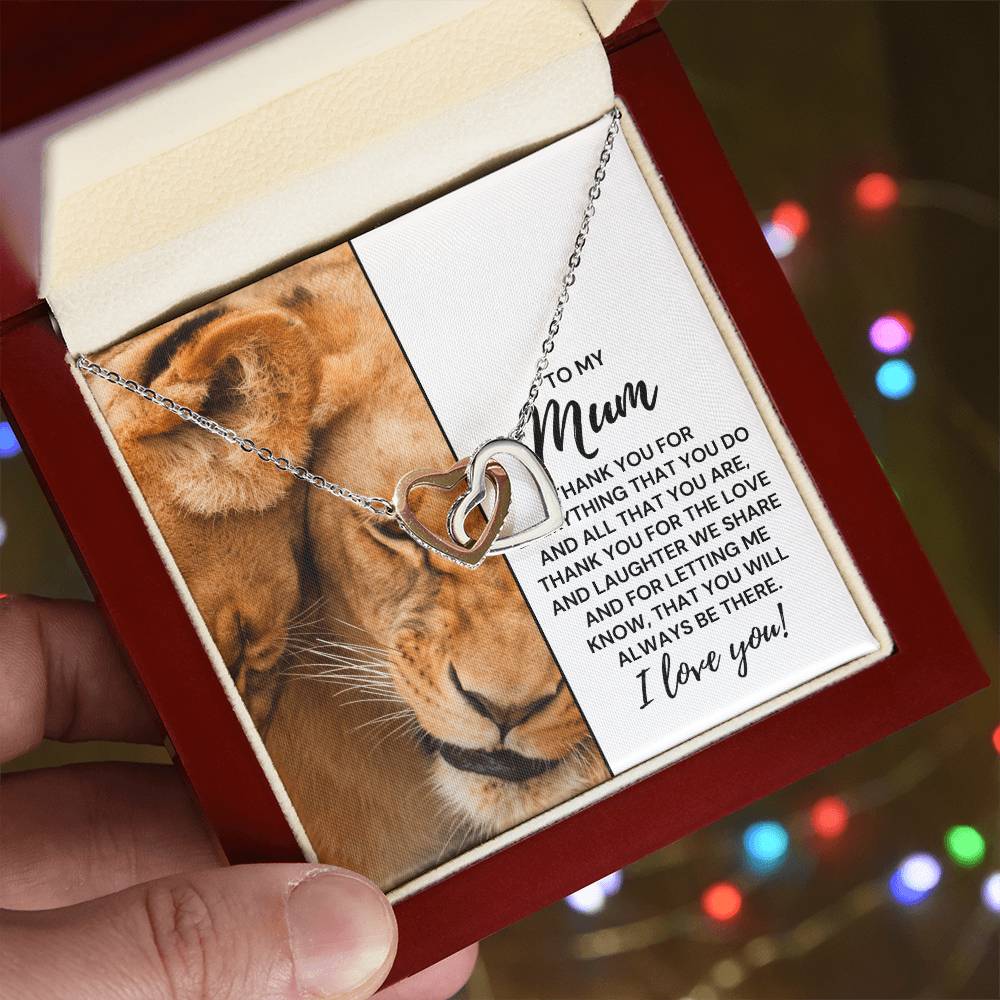 To My Mum - Thank You For Everything That You Do - Necklace Interlocking Hearts Necklace