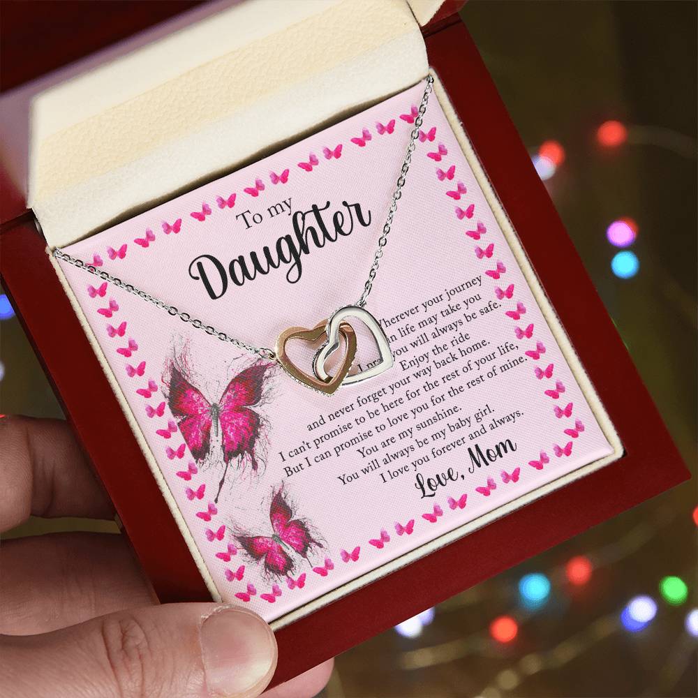 To My Daughter - I Love You Forever And Always - Love Mom Interlocking Hearts Necklace