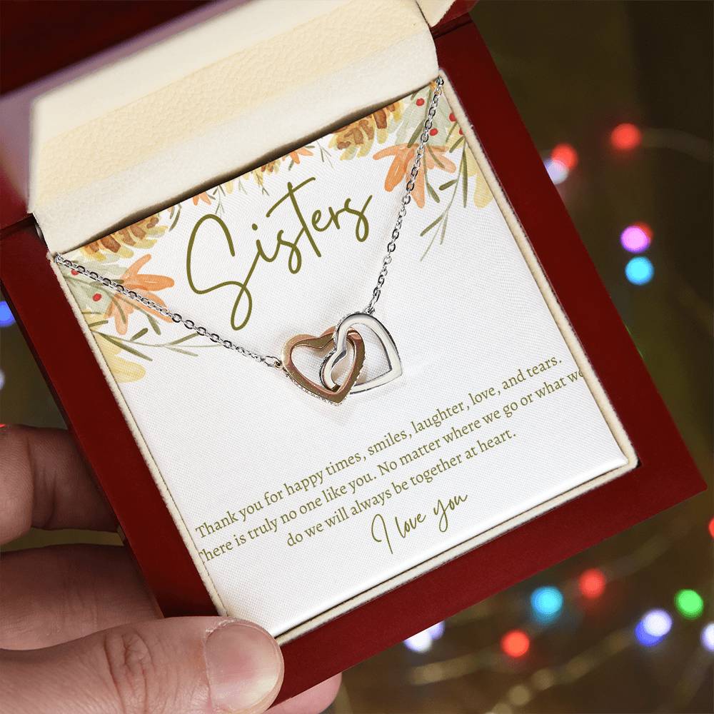 Sisters Necklace Gift For Sister Birthday Gift Sister Jewelry Big Sister Jewelry Little Sister Thoughtful Gift Message Card Interlocking Hearts Necklace