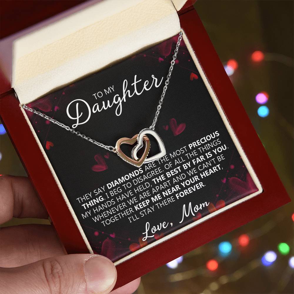 To My Daughter - My Precious - Unique Heart Binding Necklace Gift Set Interlocking Hearts Necklace