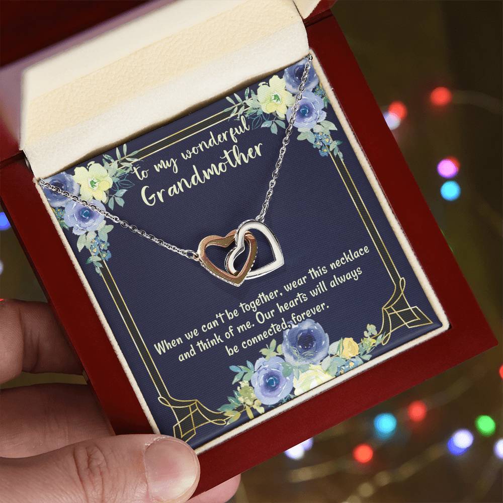 To My Wonderful Grandmother Our Hearts Will Always Be Connected Necklace For Grandmother Gift From Granddaughter Gift From Grandson Interlocking Hearts Necklace
