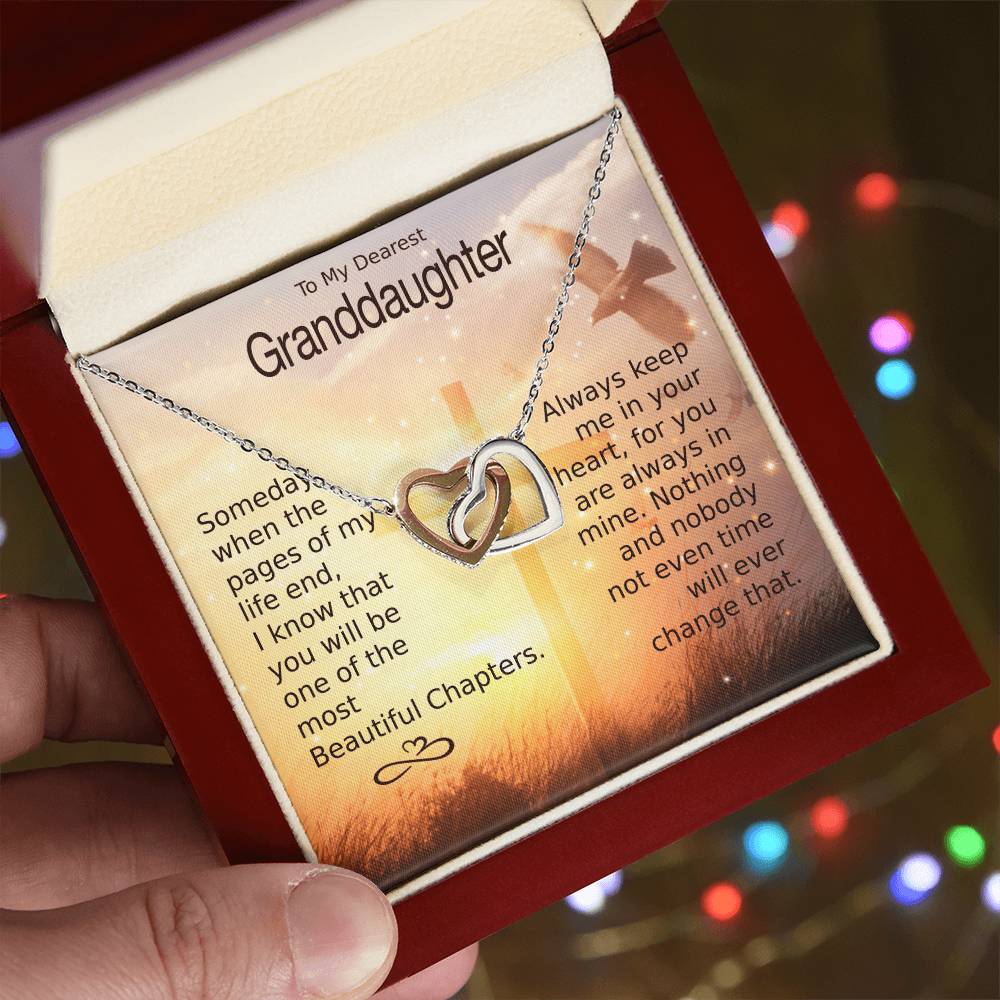 To My Granddaughter – Heart Melt Message Interlocking Heart Necklace?? Interlocking Hearts Necklace