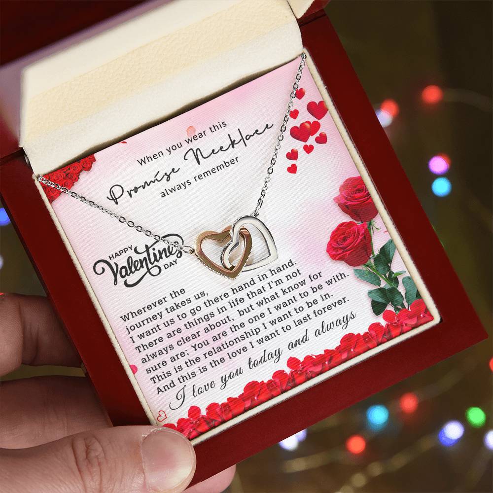 Valentines Day Gift For Girlfriend - Anniversary Gift For Girlfriend - Promise Necklace For Girlfriend From Boyfriend Interlocking Hearts Necklace