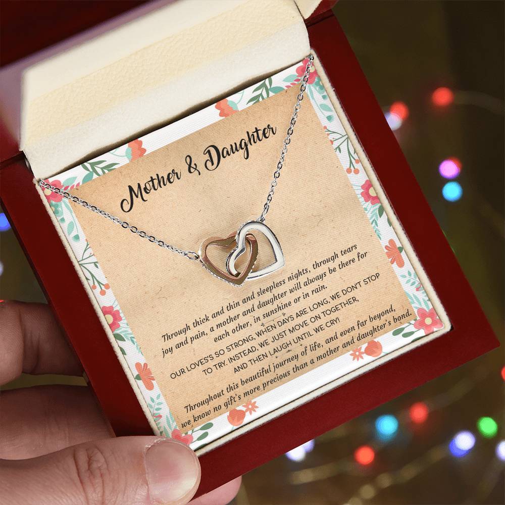 Gift For Mom - Mother & Daughter - Interlocking Interlocking Hearts Necklace