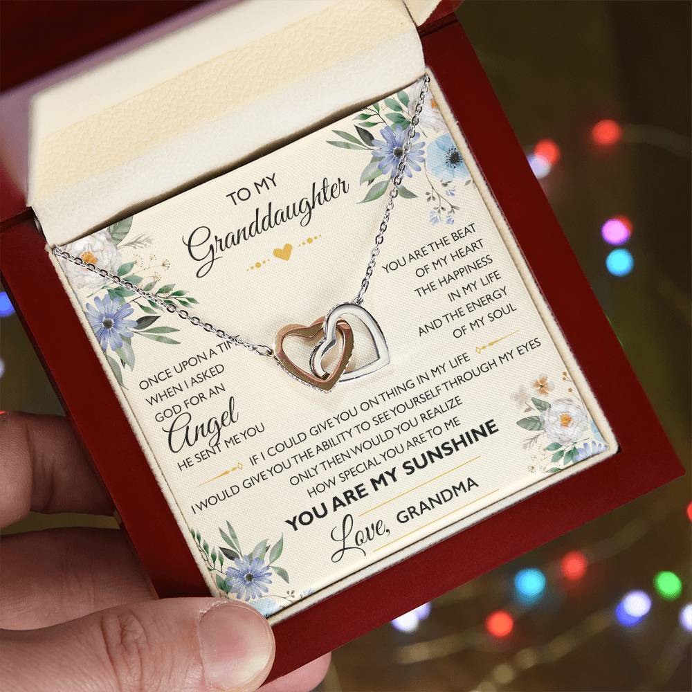 To My Granddaughter From Grandma - Interlocking Heart Necklace Interlocking Hearts Necklace