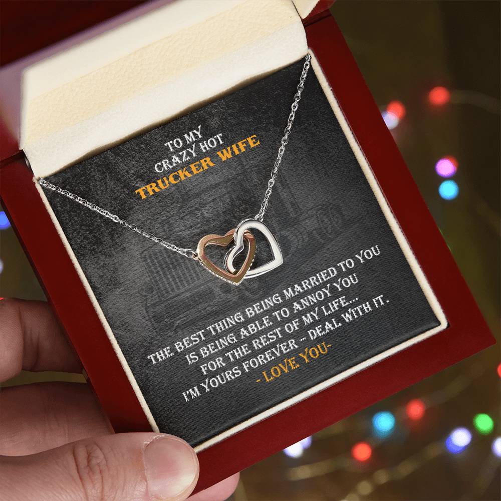 Hot Trucker Wife Interlocked Hearts Necklace Interlocking Hearts Necklace
