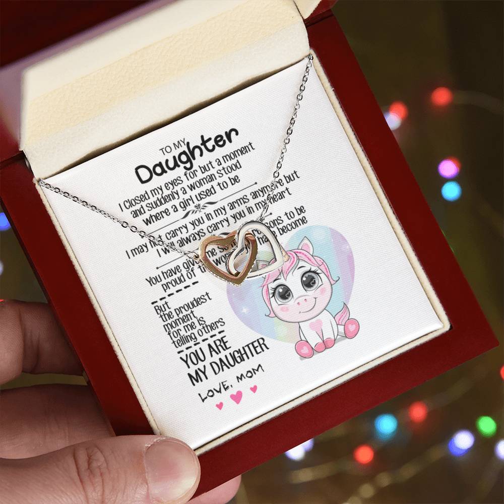 To My Daughter Interlocking Hearts Necklace