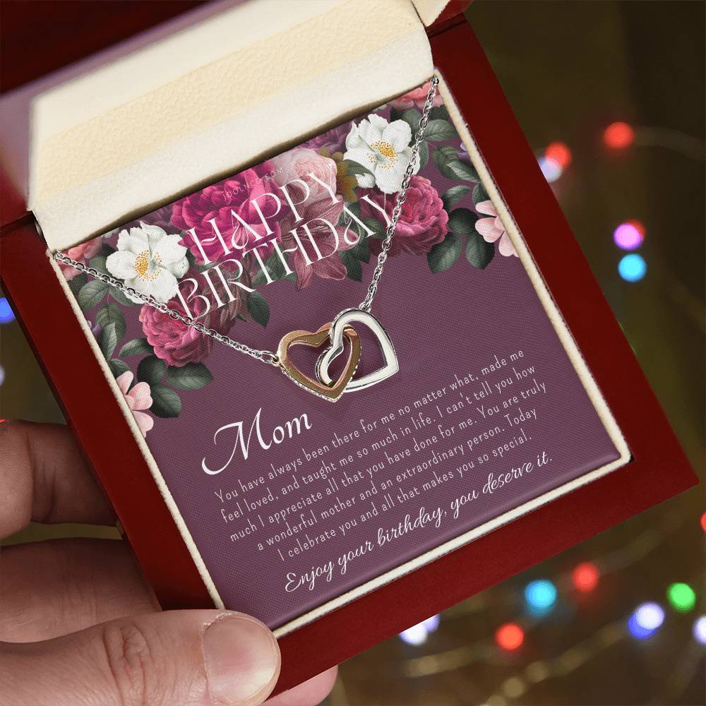 Mother'S Birthday Gift Necklace For Mom'S Birthday Elegant Gift For Mom From Daughter & Son Best Mom Gift Message Card Elegant Gift Interlocking Hearts Necklace