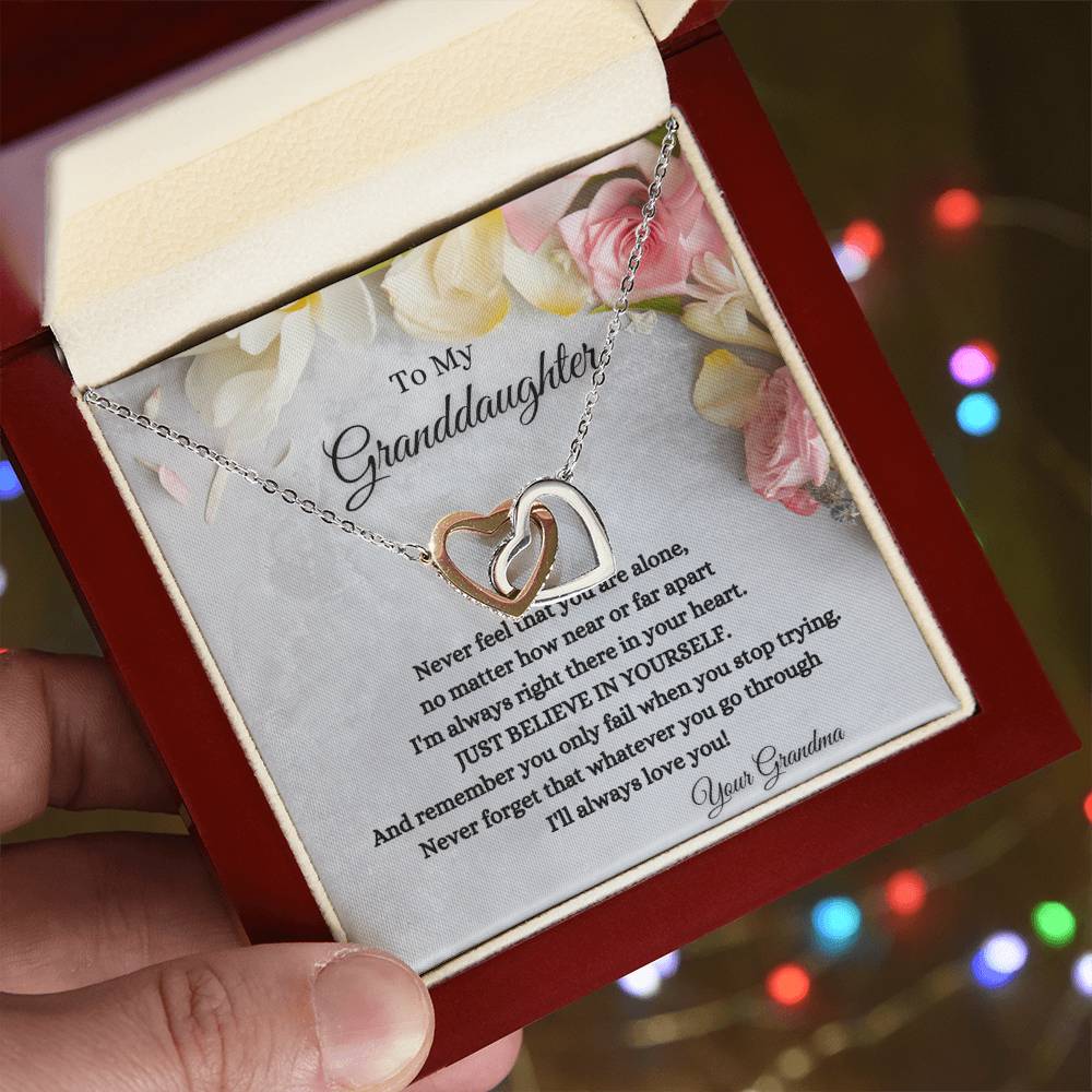 To My Granddaughter Interlocking Hearts Necklace